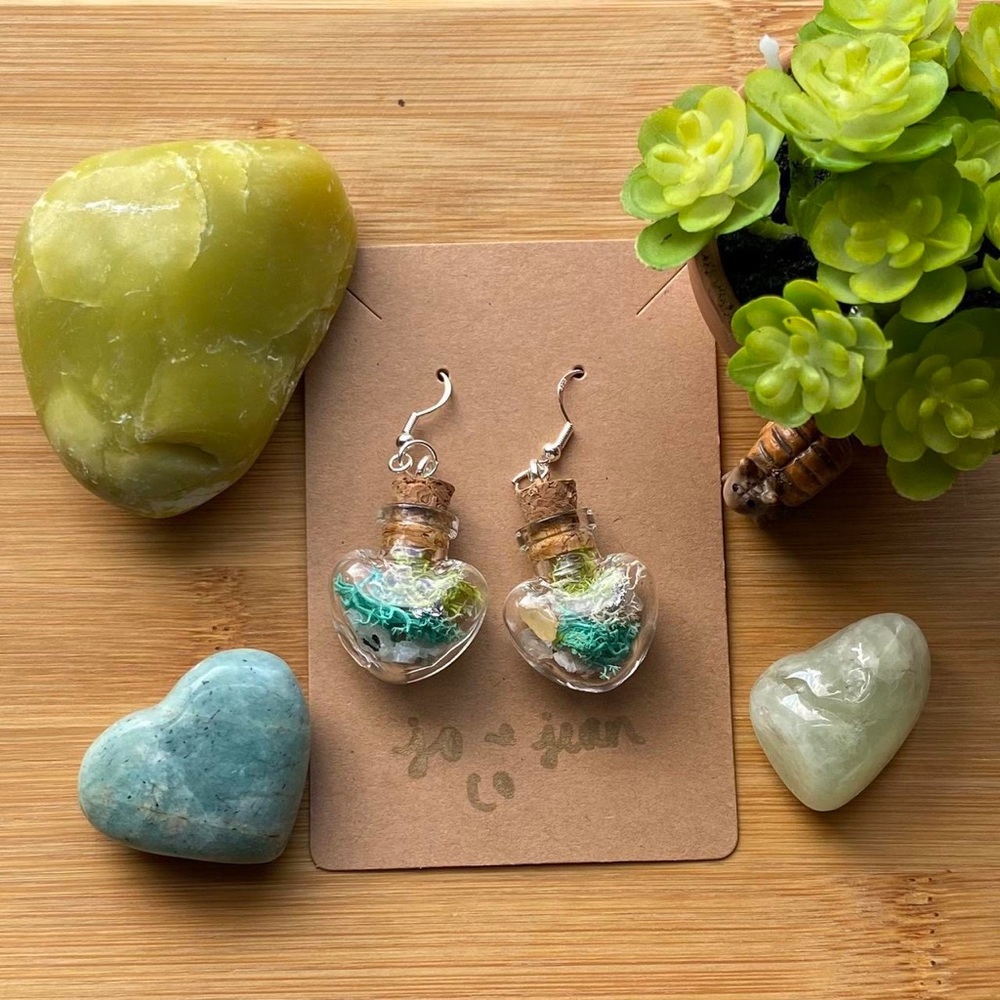 Heart Fairy Jar Earrings